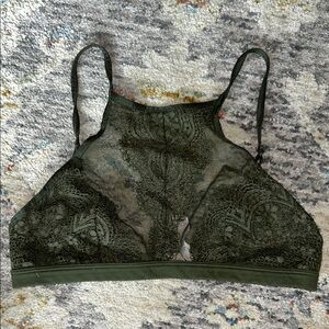 VS Lace Bralette in Olive Green (bra strap/hook)